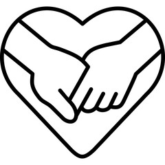 Fototapeta premium hand on hand love line icon