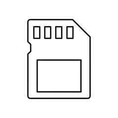 Outline of a memory card icon on transparent background