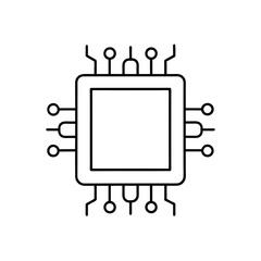 Simple computer chip schematic on transparent background