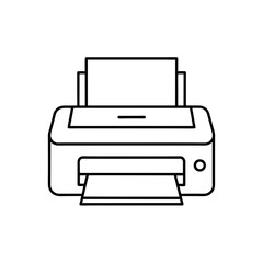 Simple printer machine outline on transparent background