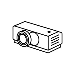 Outline drawing of a projector on transparent background