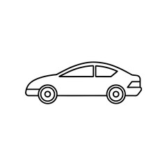 Outline drawing of a car side on transparent background