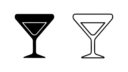 Martini glasses outline and solid with transparent background
