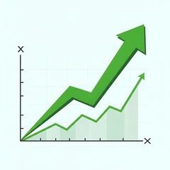  Green graph showing steady upward growth in business performance.