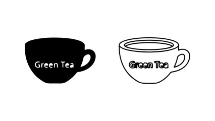 Green tea cups with transparent background