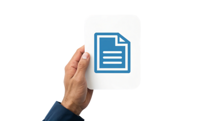 Hand holding document icon for online business and technology on a website