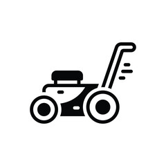 Black solid icon for lawn mower