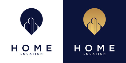 Creative home location logo design with modern concept
