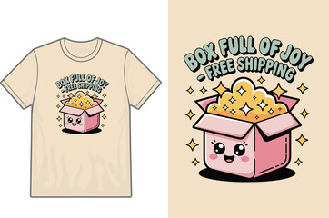 Cute t shirt design featuring a pink box overflowing with golden nuggets