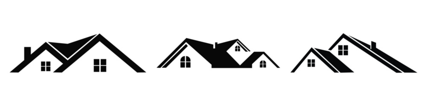 Modern Home Roof Property Logo &mdash; Real Estate Vector Icon DesignWeb