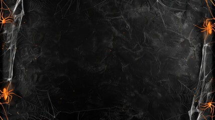 Spooky Halloween Background with Glowing Spider Webs on Dark Texture