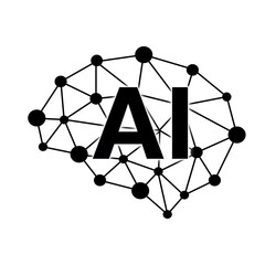 人工知能のイメージイラスト　シンプルなAIアイコン　シルエットデザイン　簡略