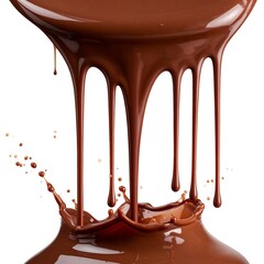 Chocolate liquid pouring down forming a splash