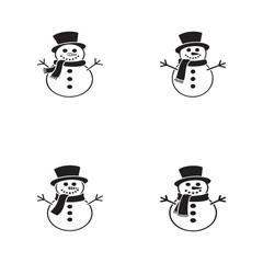 black and white minimalist snowman illustration with top hat and scarf