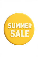 3D style of yellow summer sale tag on transparent background