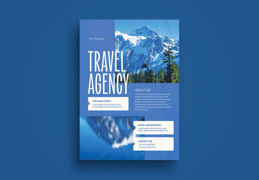 Blue Minimalist Travel Agency Flyer Layout