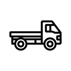 Truck line icon, outline illustration of cargo transport vehicle used for delivery, logistics, and shipping industry