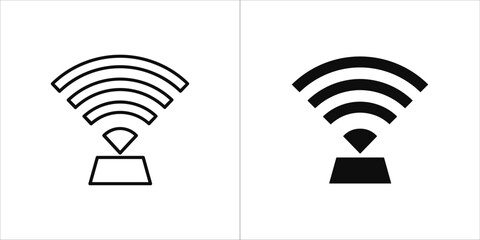 Outline and solid icon of a wifi signal emanating from a base