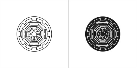 Fototapeta premium Bagua vector icon in simple outline design for feng shui