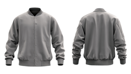 Gray bomber jacket, front and back views (3)