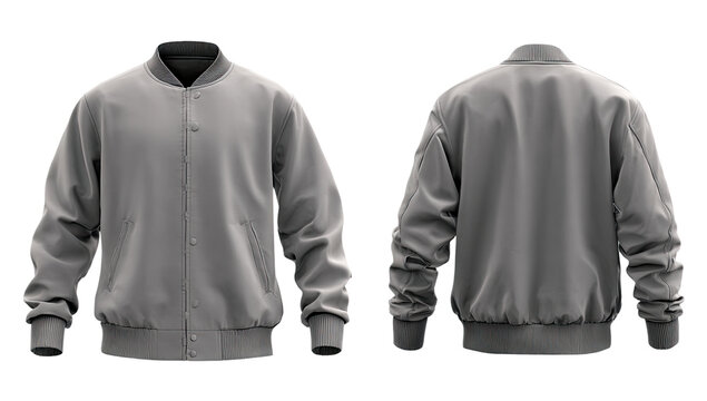 Gray bomber jacket, front and back views (3)