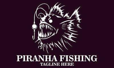Fototapeta premium Piranha fishing bait icon. Piranha fishing bait vector illustration, piranha fishing bait logo art