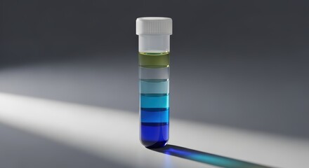 Centrifuge Tube with Gradient Liquid under Gentle Studio Light Reflection