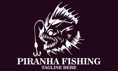 Piranha fishing bait icon. Piranha fishing bait vector illustration, piranha fishing bait logo art