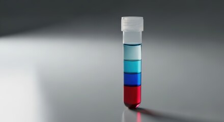 Centrifuge Tube with Gradient Liquid under Gentle Studio Light Reflection