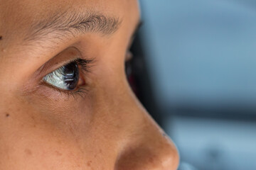 Close up shot of a woman's open eyes. Asian women's eyes.