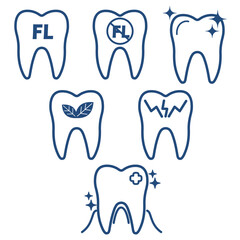 Dental dantist line icon tooth healthy medical whitening fluoride gum protect organic