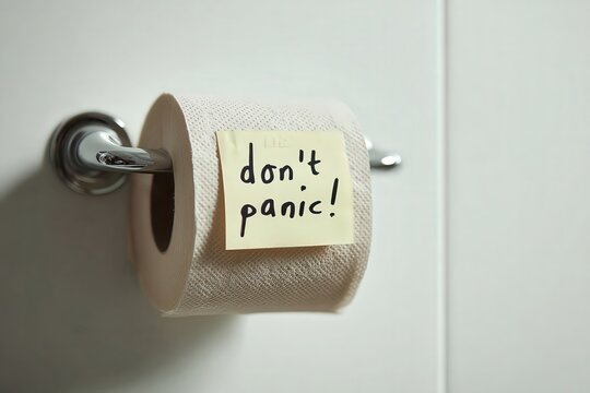 Una imagen de un rollo de papel higiénico con un mensaje escrito a mano en un post-it. - Powered by Adobe
