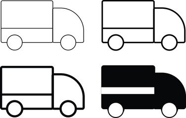 Four simplified truck icons in black and white vehicle