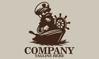 Funny seafarer cartoon icon. Funny seafarer cartoon logo design and funny seafarer cartoon vector illustration
