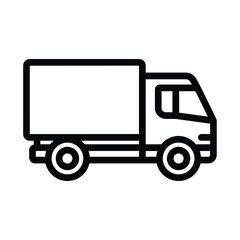 Cargo truck line icon, outline symbol of delivery vehicle for logistics, goods transport, and shipping services
