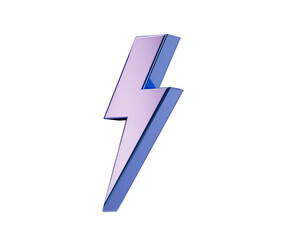 A sleek metallic blue lightning bolt icon with a modern and electrifying look. 3d illustration