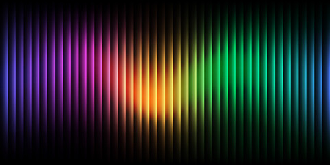 Abstract glass ripple texture with bright rainbow light gradient and dark background. Modern futuristic style for fashion, banner, web design, digital wallpaper, tech projects and creative display.