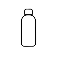 Reusable water bottle in minimalist line style — symbol of hydration and sustainability.