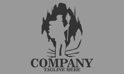 Man adventure cave icon. adventure cave vector illustration, adventure cave logo