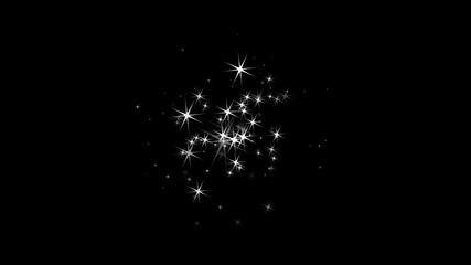 Twinkle star glitter sparkle, shining white particle stars dust on dark galaxy, glowing light effect, beautiful futuristic glittering bokeh motion graphics on black screen background. 4k video - Powered by Adobe