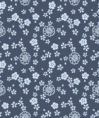 Japanese Pretty Cherry Blossom Fall Vector Seamless Pattern