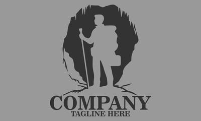 Man adventure cave icon. adventure cave vector illustration, adventure cave logo