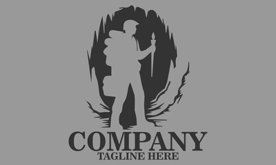 Man adventure cave icon. adventure cave vector illustration, adventure cave logo