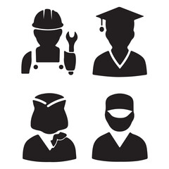 Profession Silhouette Icon Set Construction