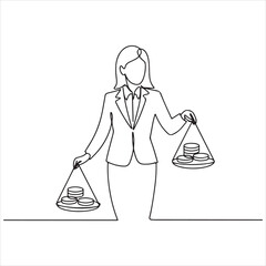 Balancing Finances A Woman's Financial Equilibrium with Coins