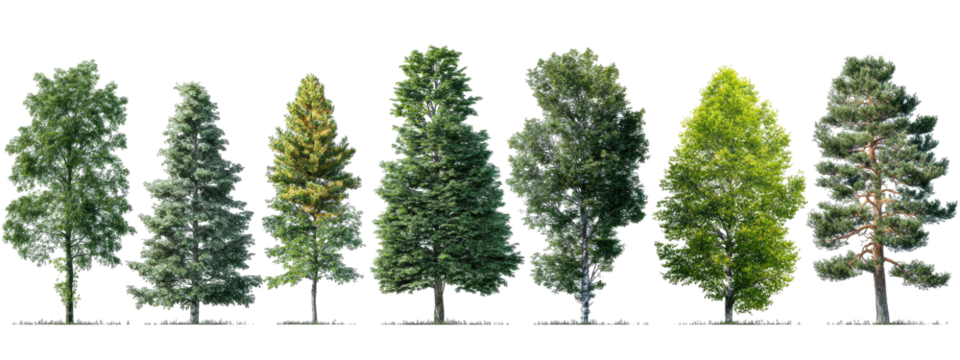 Various tree types, diverse foliage