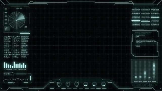 Digital screen with futuristic data and technology. A modern high-tech interface for video backgrounds and graphic design, featuring science fiction themes for creative projects.