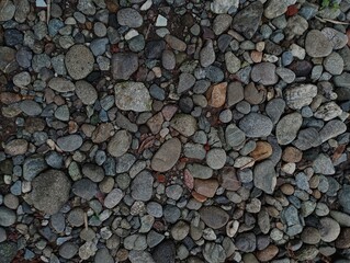 Full Frame Background Texture of Natural River Stones and Pebbles