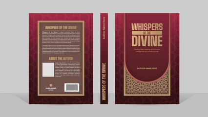 Luxury Islamic Book Cover Template in Maroon and Gold with Arch and Geometric Pattern