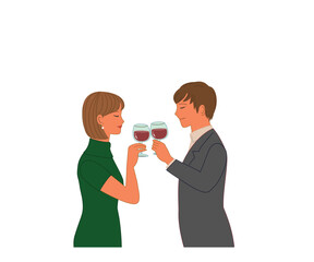 乾杯するカップル